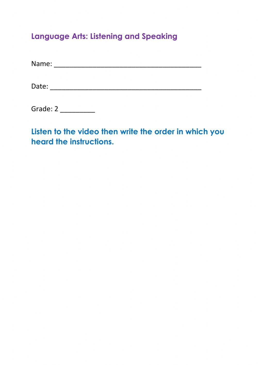 Listening and Speaking