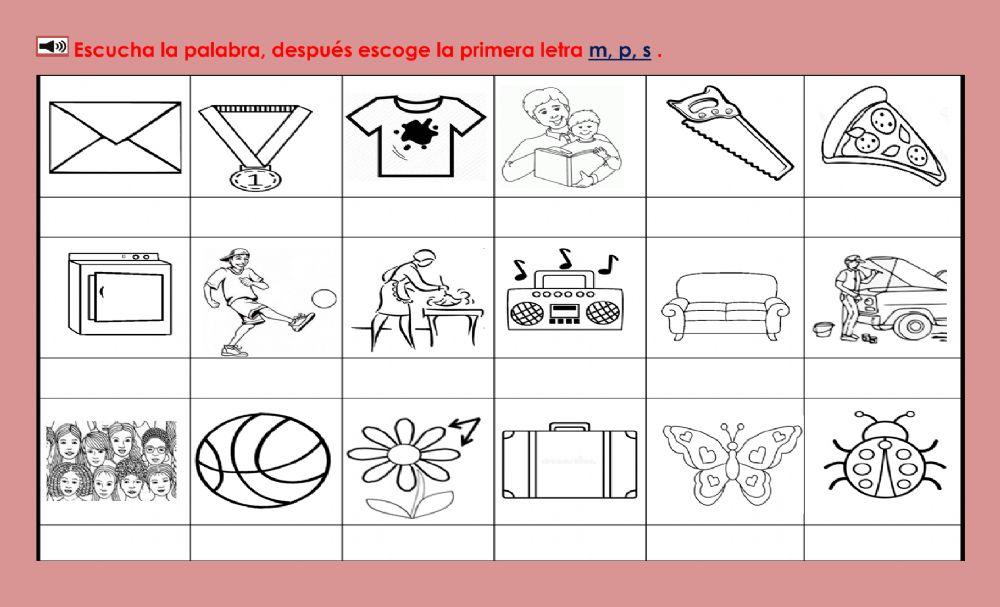 Escoge la primer letra M, P o S de la palabra.- 3