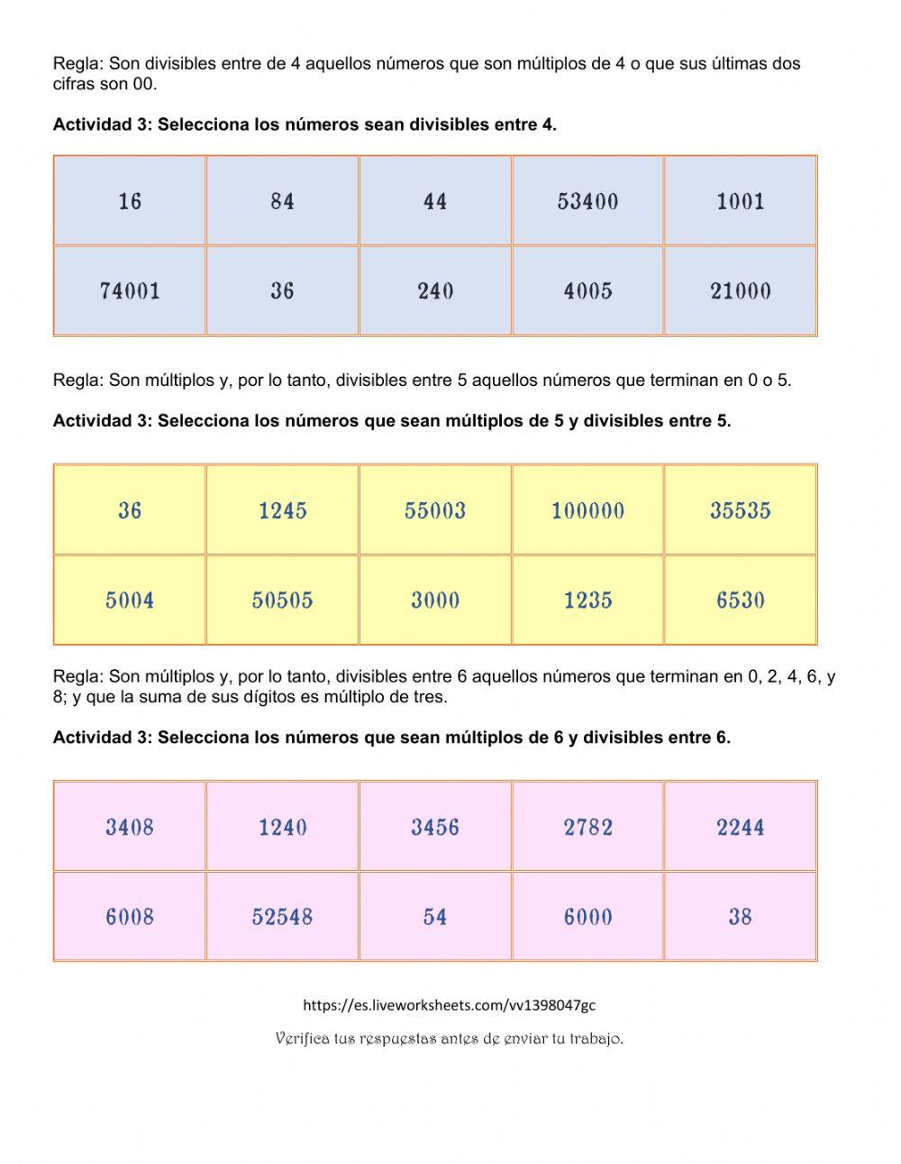 Múltiplos y divisores