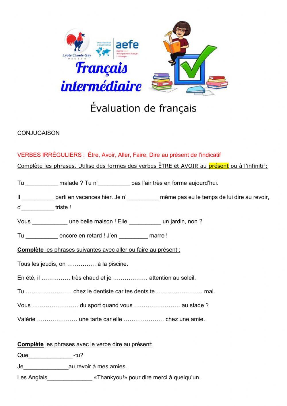 Nouveau contrôle de Français