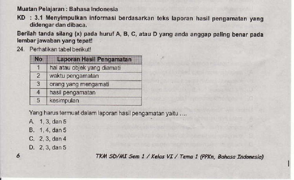 Penilaian Akhir Semester 1 Kelas 6
