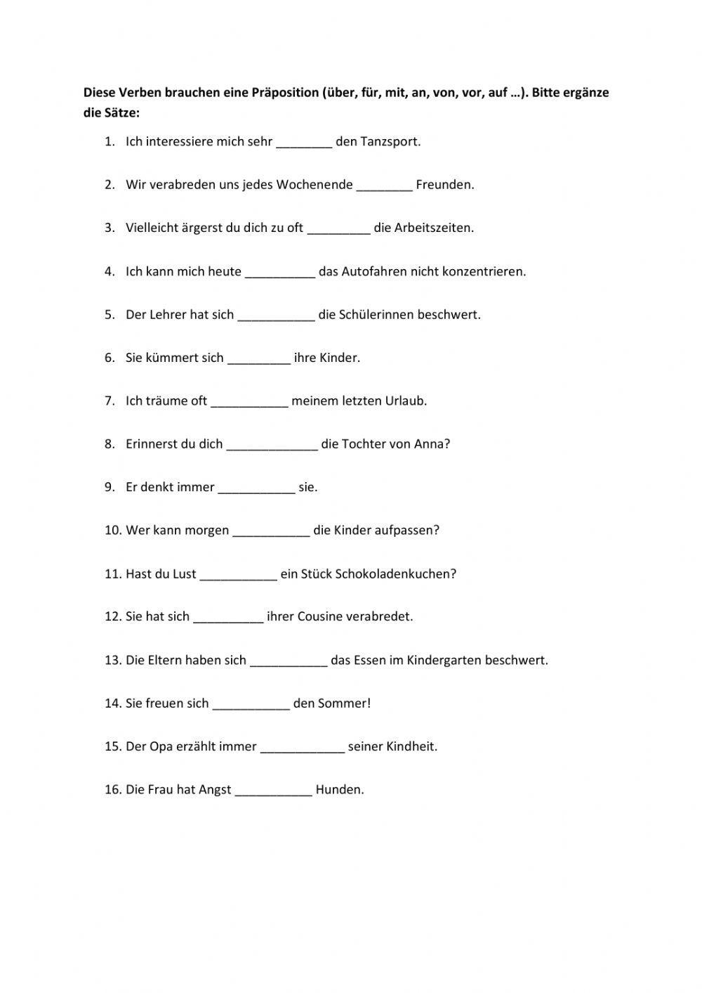 Verben mit Präpositionen