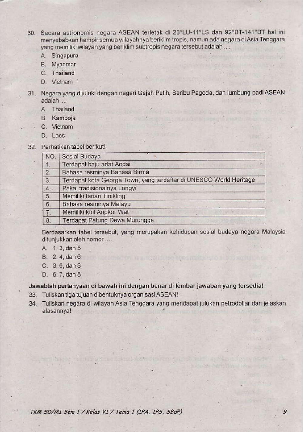 Penilaian Akhir Semester 1 Kelas 6