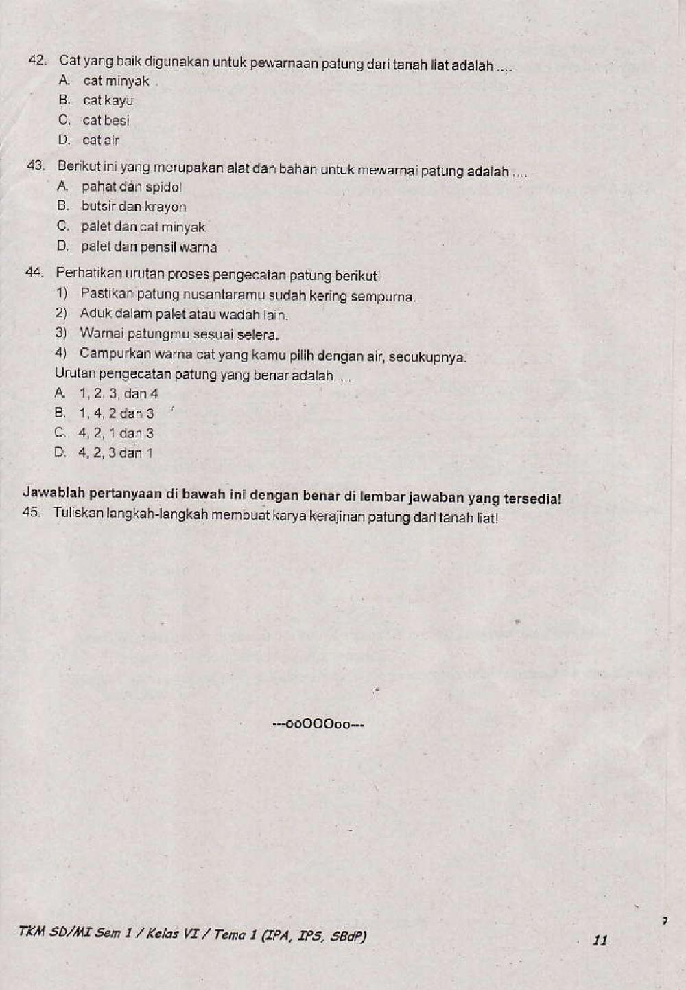 Penilaian Akhir Semester 1 Kelas 6