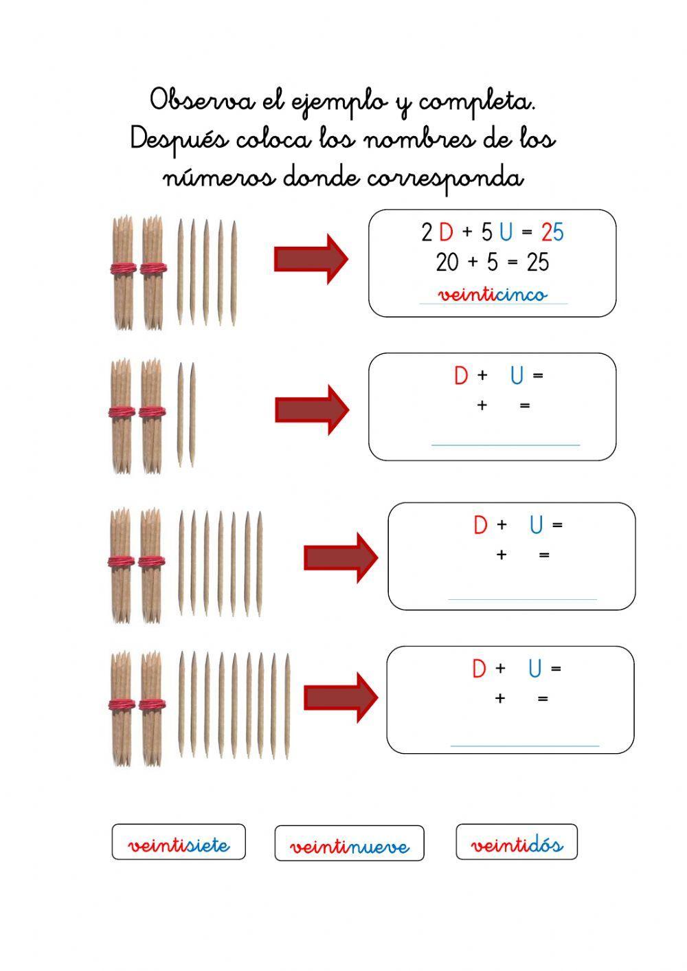 Unidades y decenas 20-30