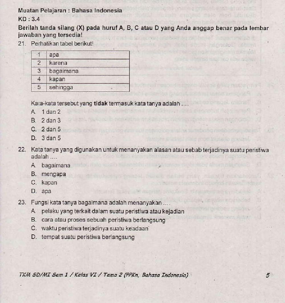 Penilaian Akhir Semester 1 Kelas 6
