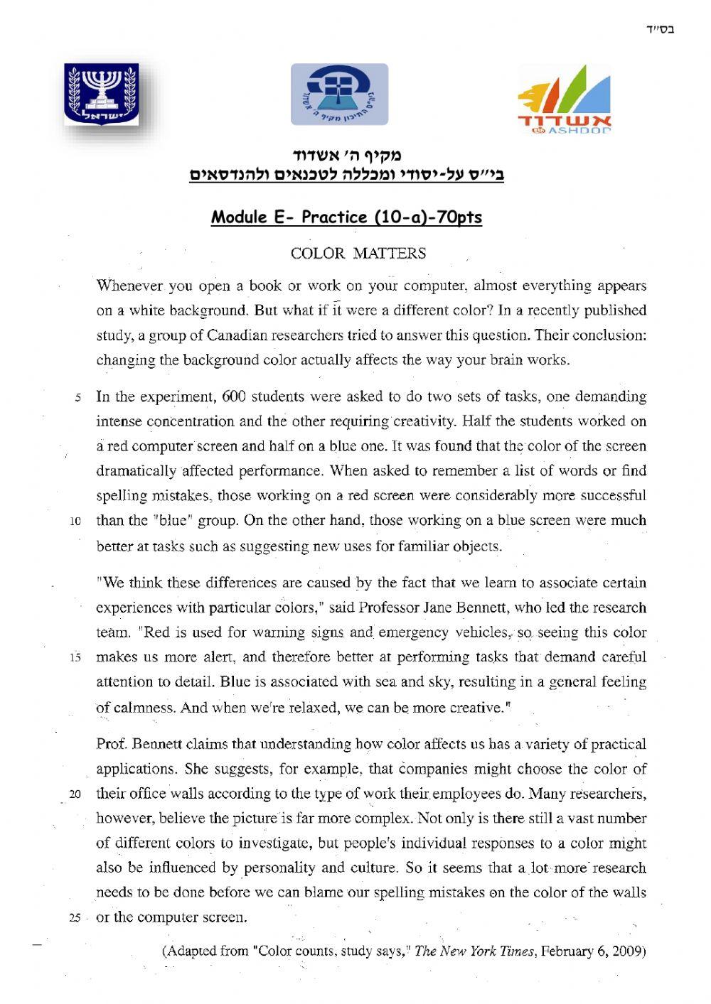 Reading comprehension