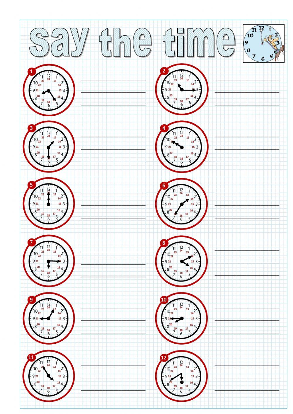 Worksheet For Time Class 4