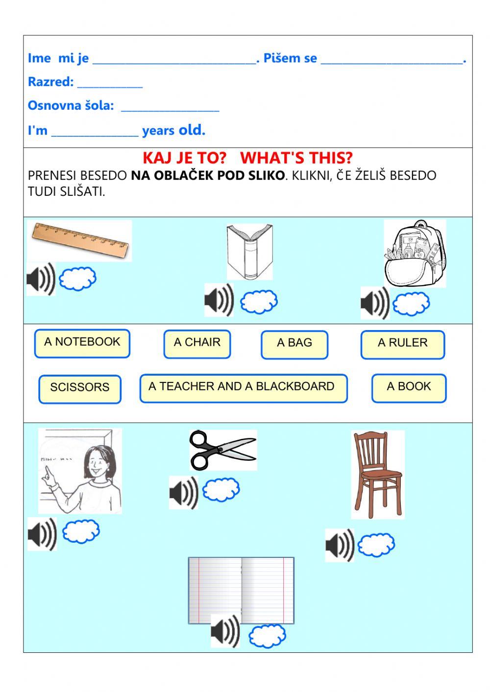 Kaj je to? what's this? at school