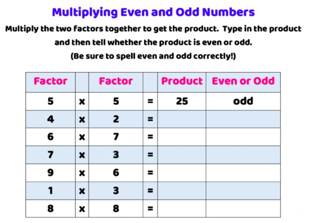 Multiplying Even and Odd Numbers