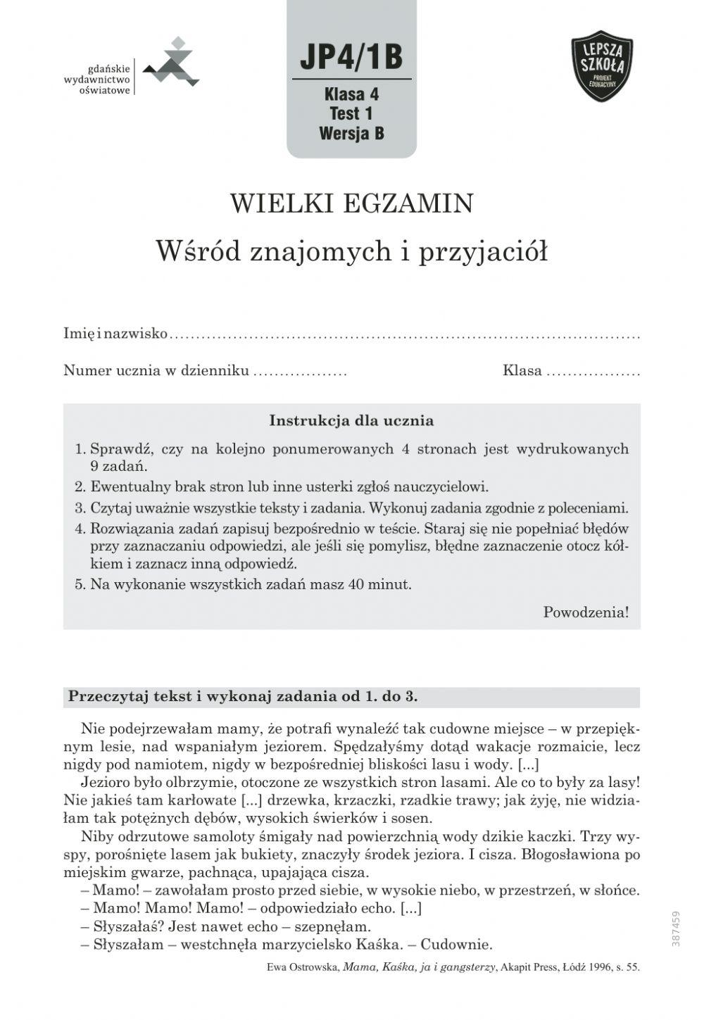 Test Gwo Klasa 4 Matematyka Sprawdzian po pierwszym dziale 4 klasa GWO online exercise for | Live