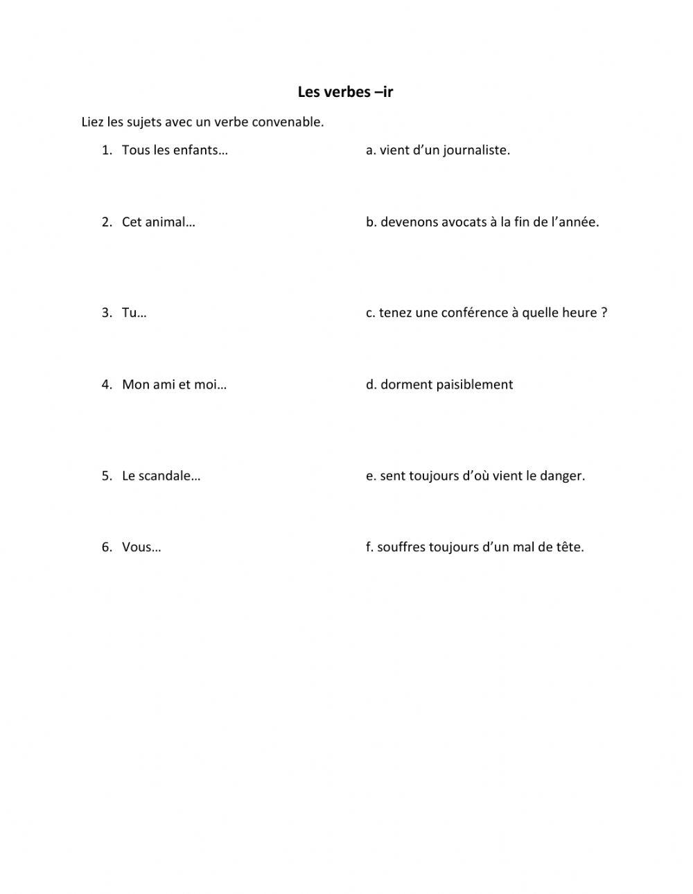 Les verbes -ir irréguliers