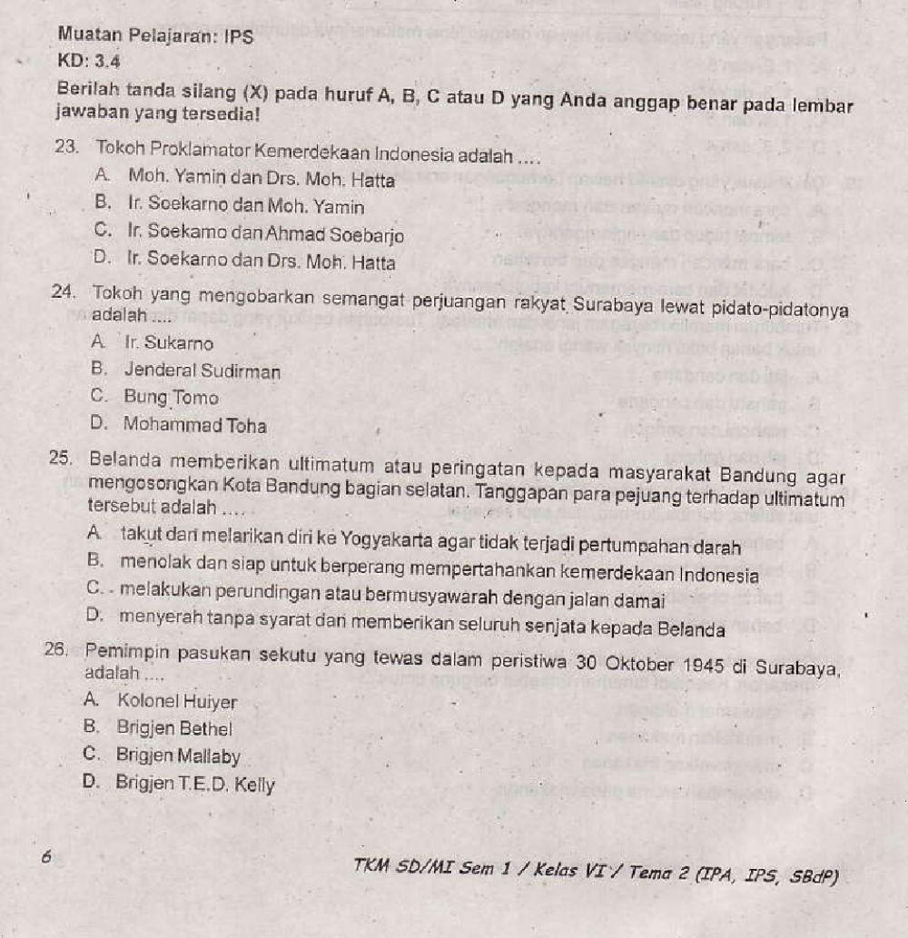 Penilaian Akhir Semester 1 Kelas 6