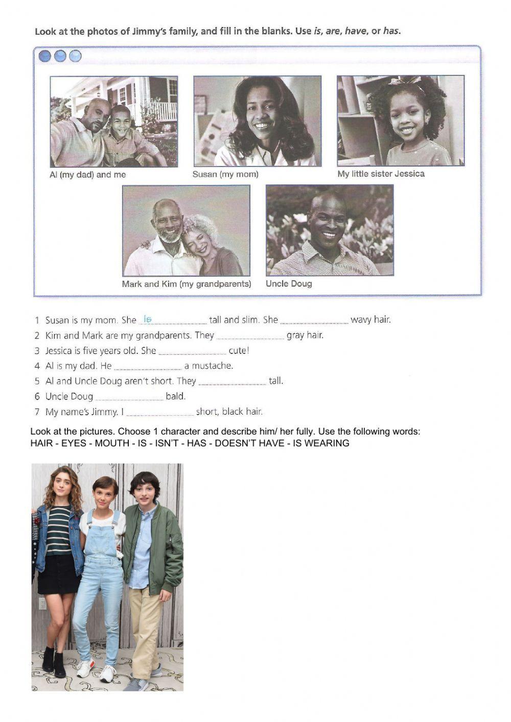 Describing physical appearance