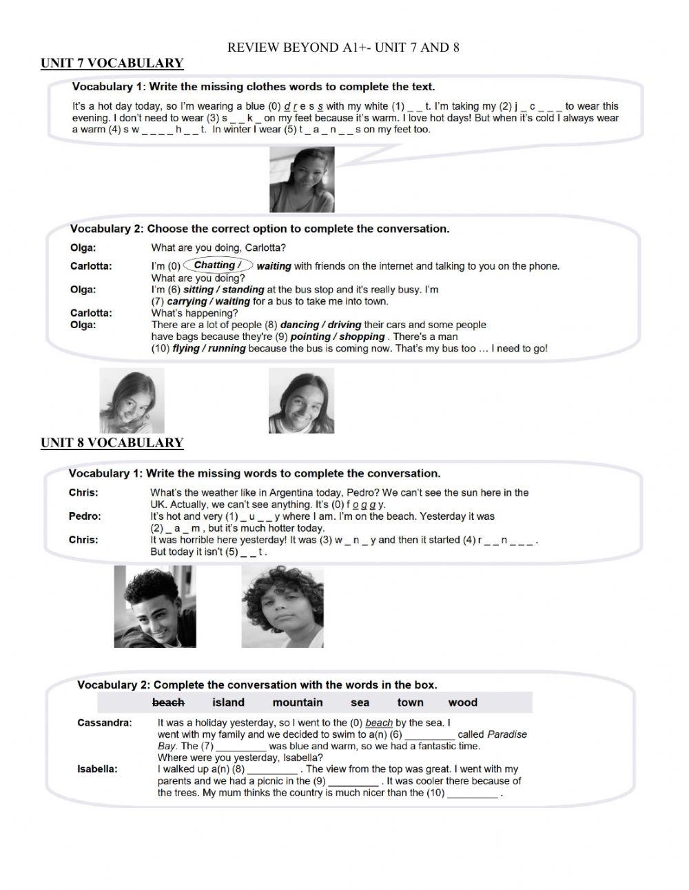 Beyond a1+ review unit 7 and 8