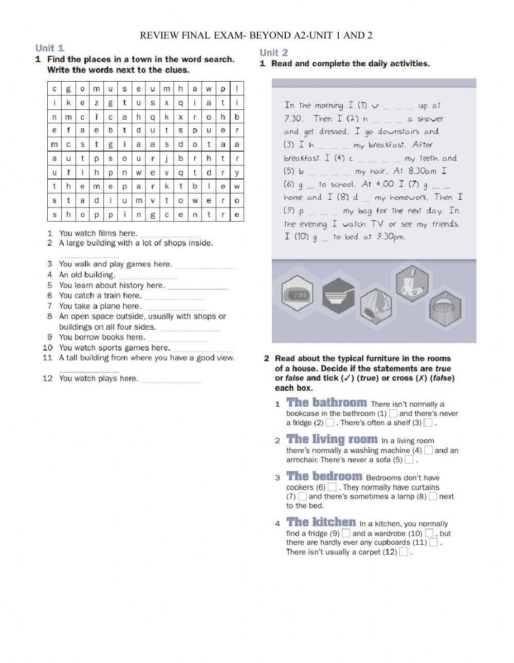 Beyond a2 review unit 1 and 2