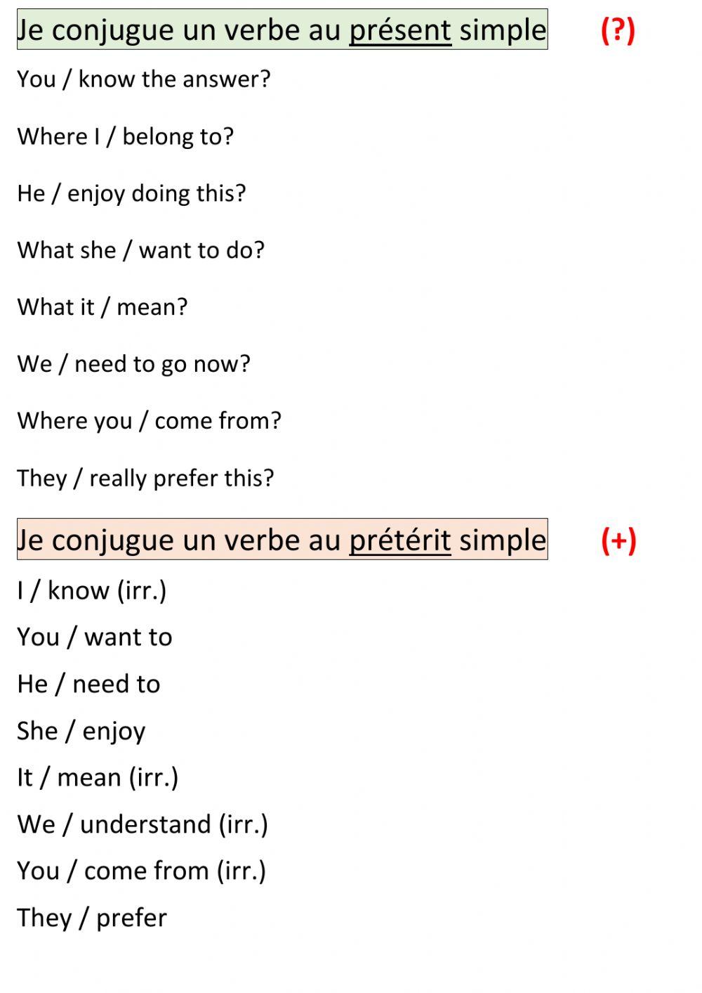 Simple present - simple past