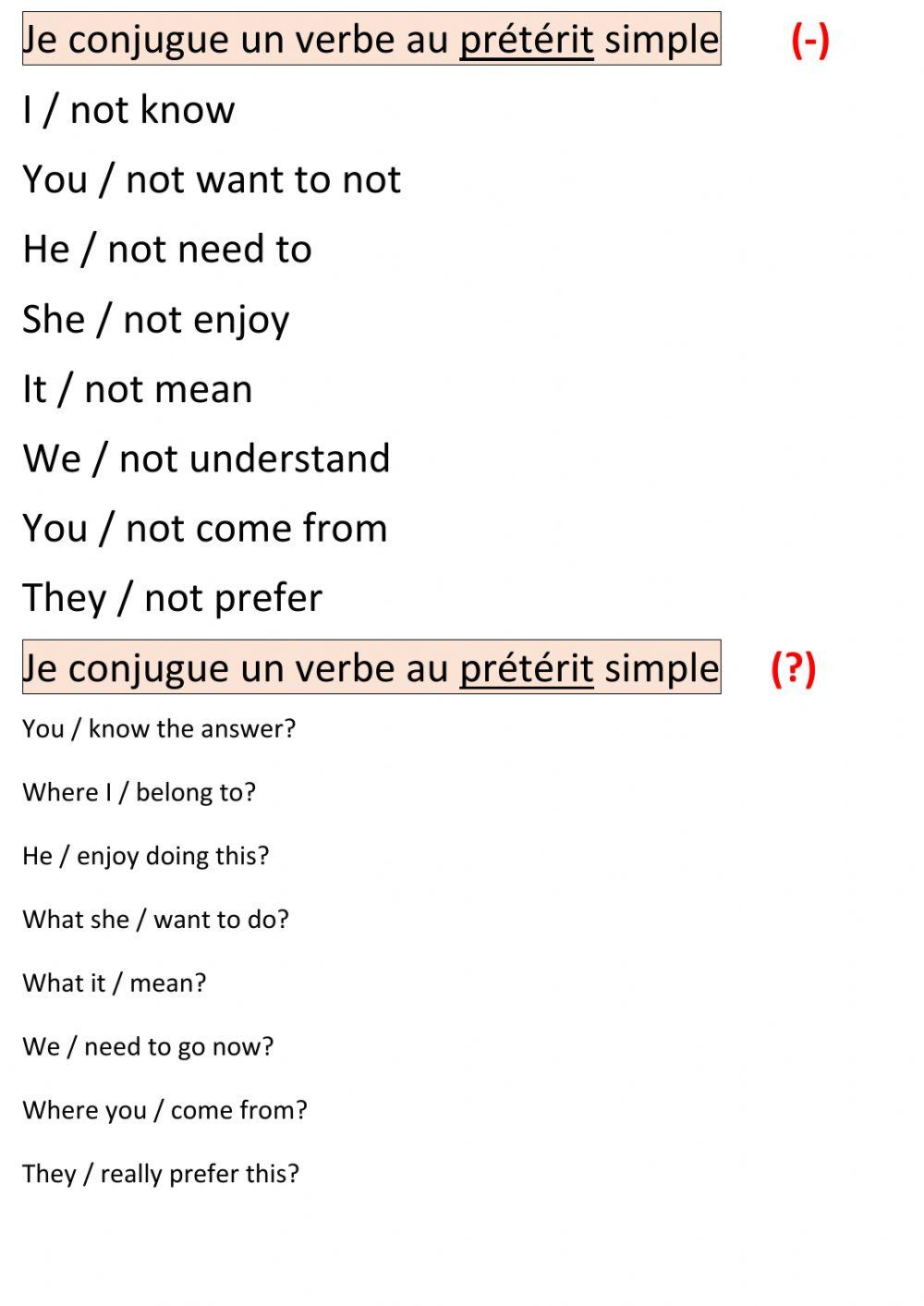 Simple present - simple past