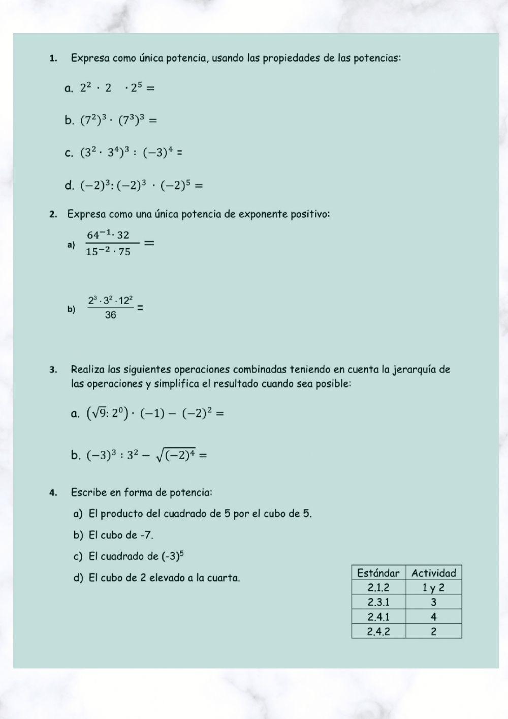 Tarea Evaluable. Potencias
