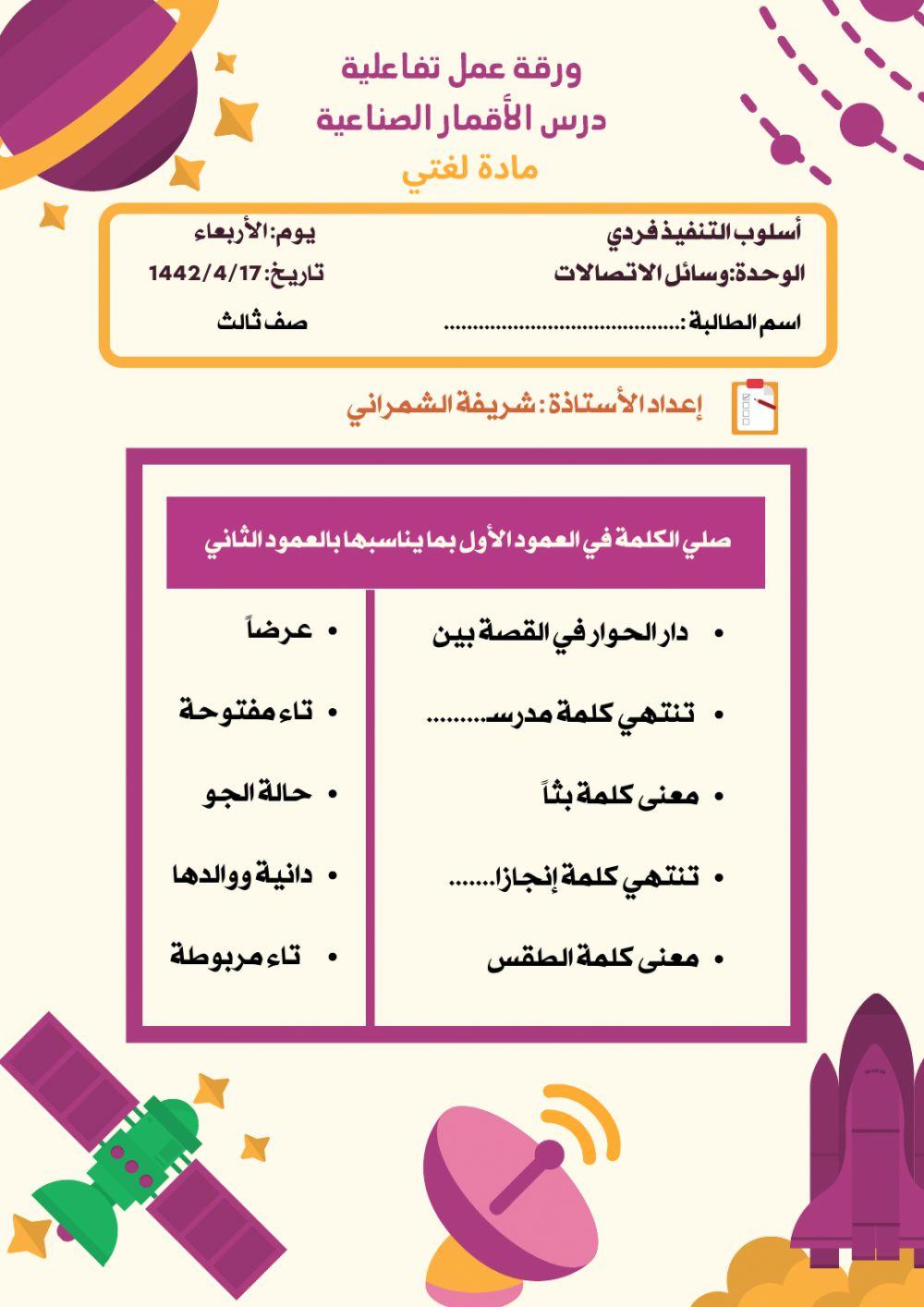 ورقة عمل الأستاذة شريفة الشمراني