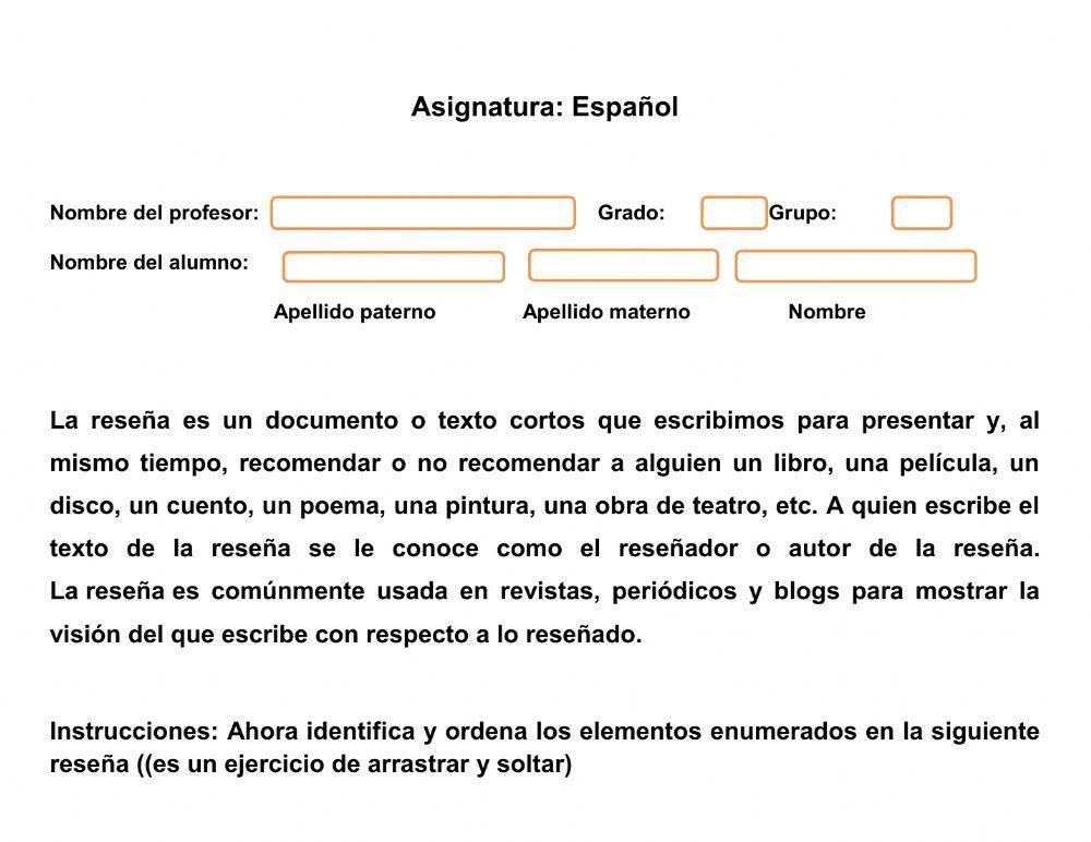 Formato para hacer un reseña