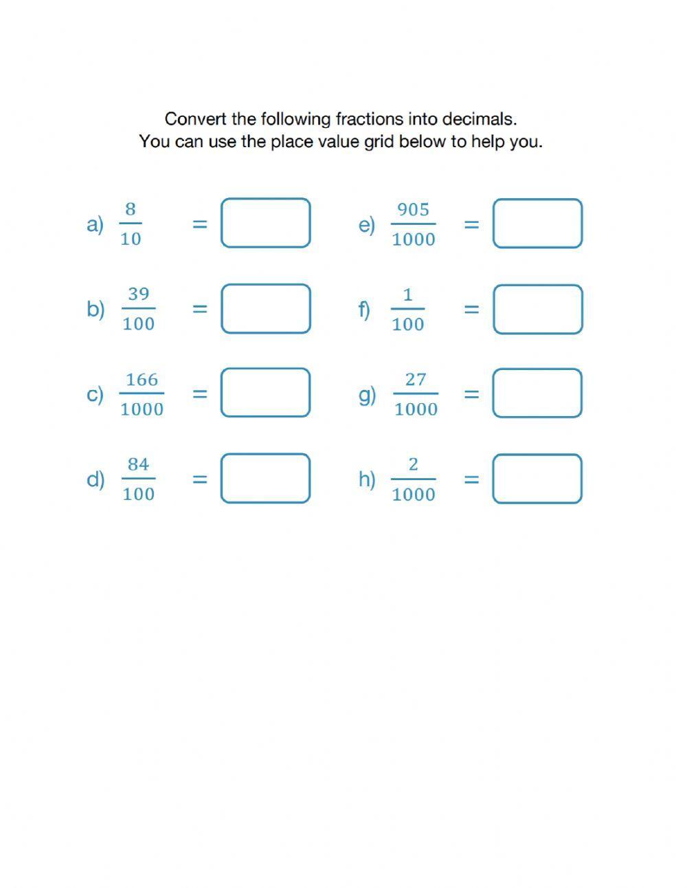 Changing fraction to decimals