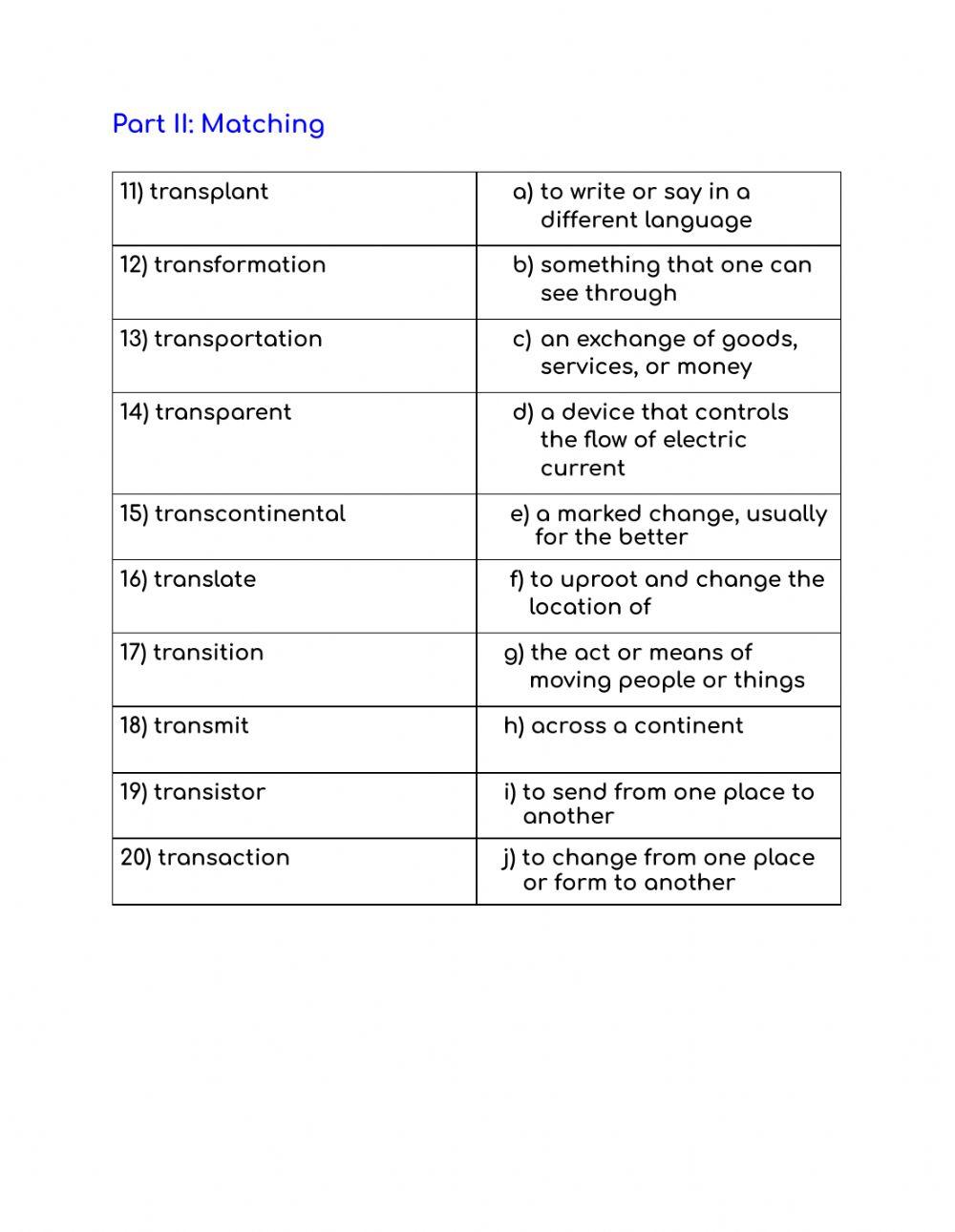 Trans Prefix Practice