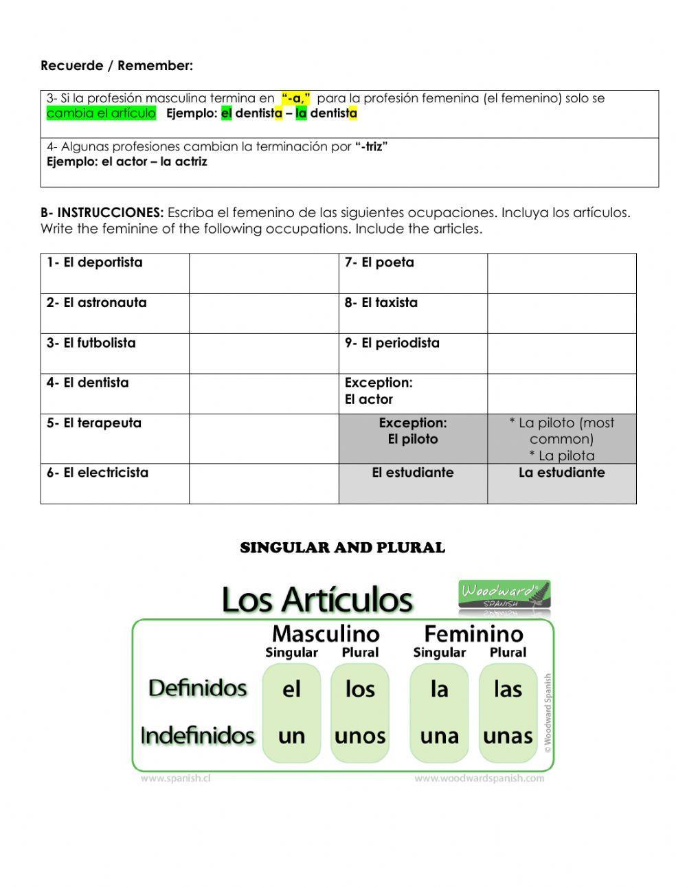 REGLAS ORTOGRÁFICAS PARA LAS PROFESIONES Y OCUPACIONES SPELLING RULES FOR OCCUPATIONS