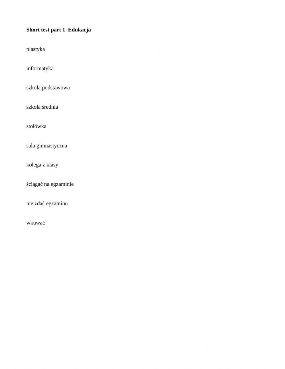 Edukacja kartkówka 1