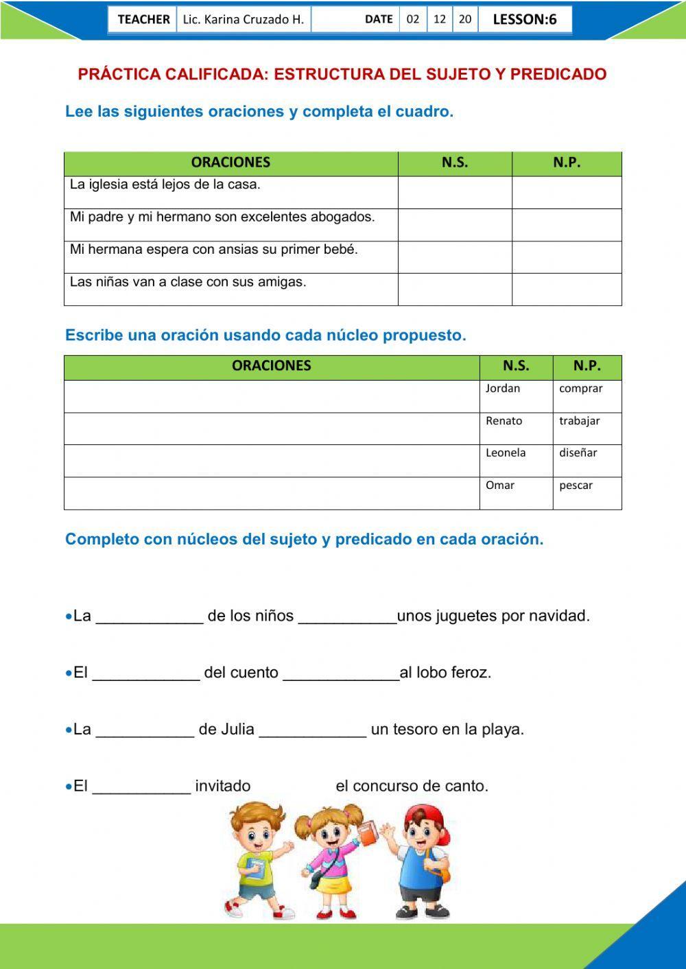 Estructura del sujeto y predicado