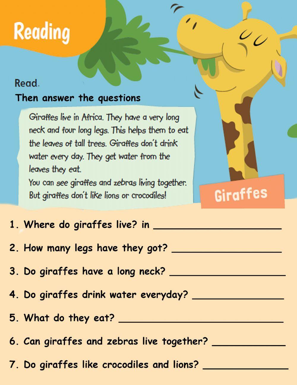 Reading about giraffes