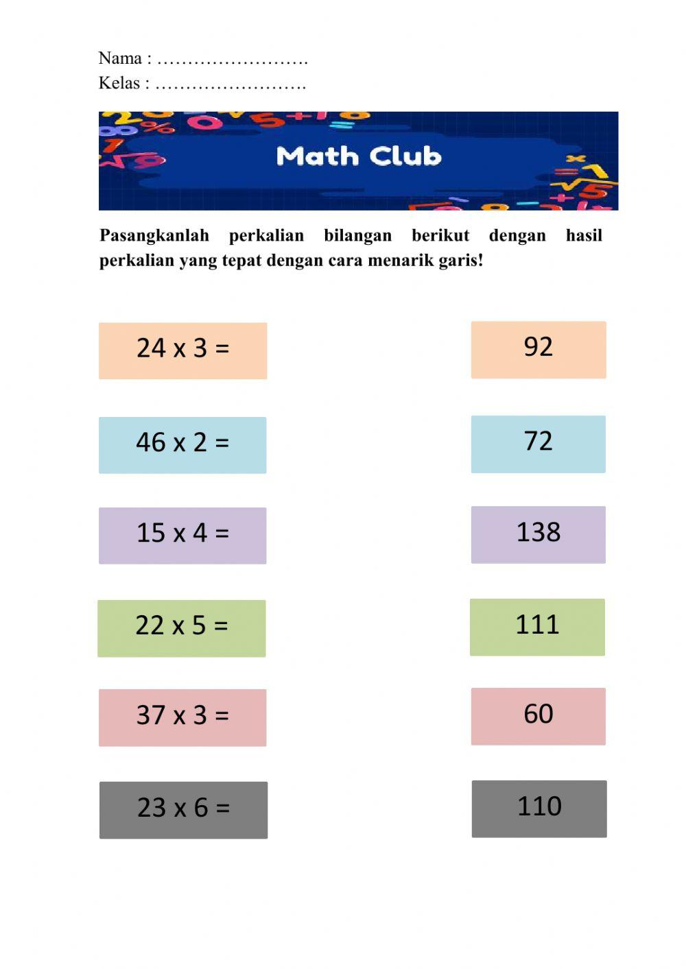 Math Club Exercise Perkalian 10 Des