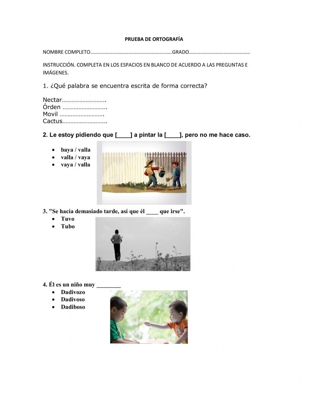 Prueba de ortografía