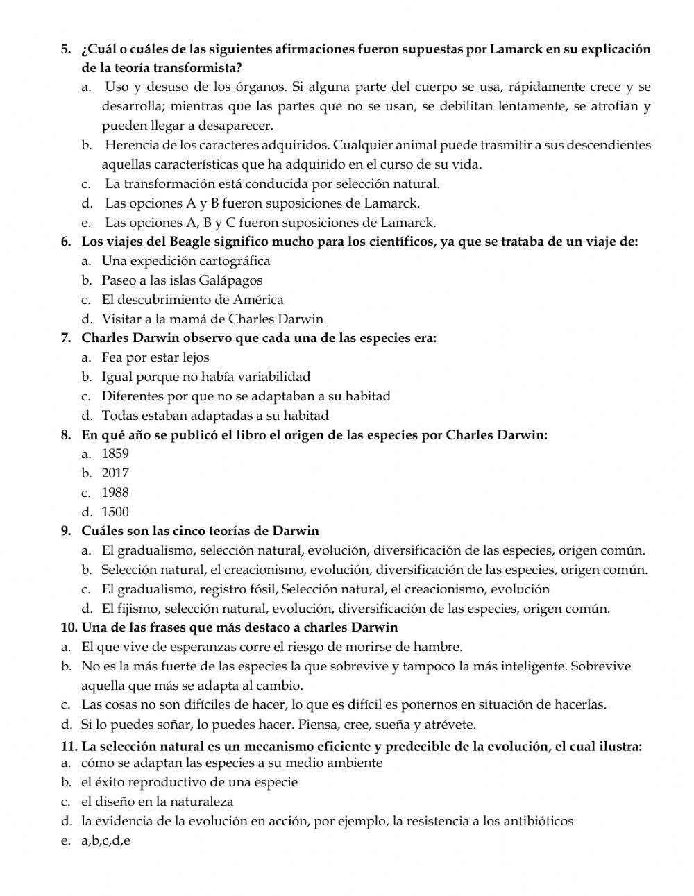 Taller origen de las especies