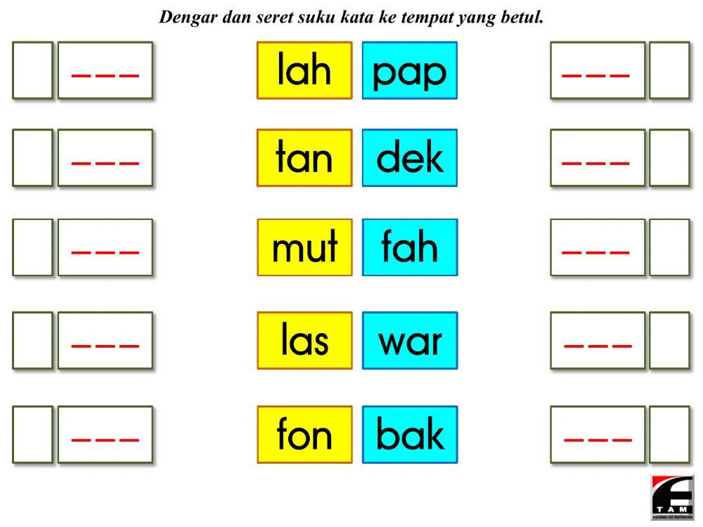 Latihan Perkataan KV+KV+KVK