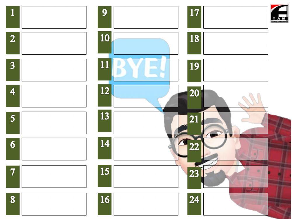 Latihan Perkataan KV+KV+KVK