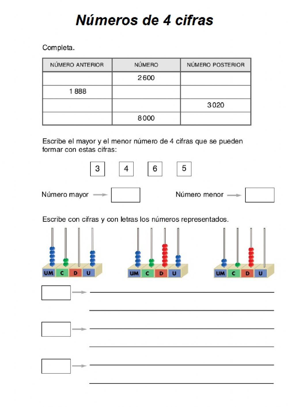 Números de 4 cifras