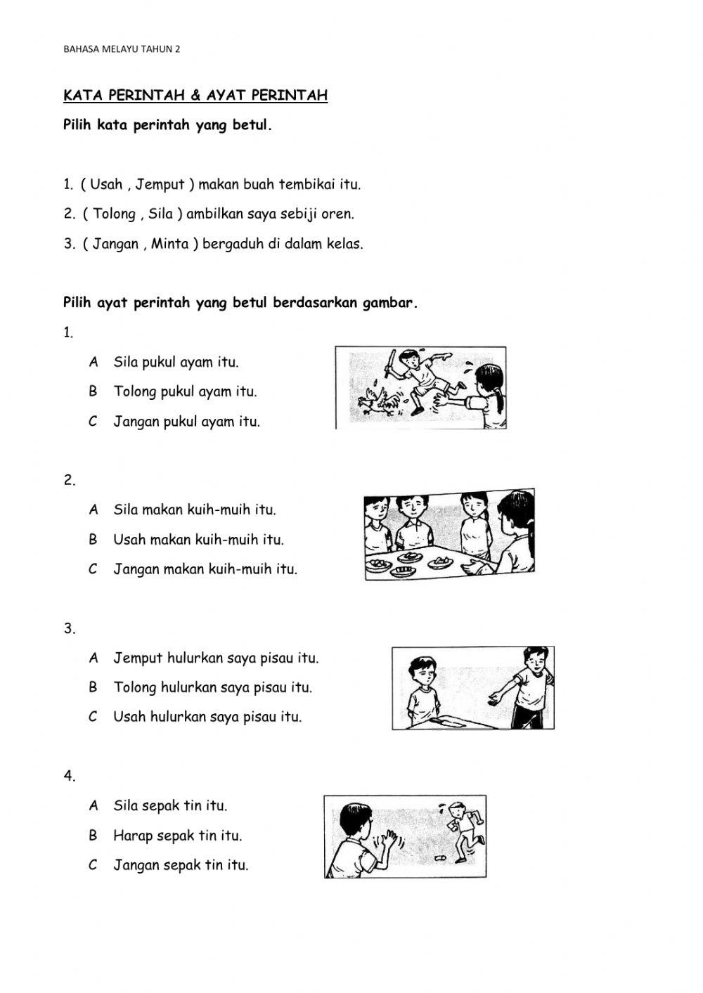 Bahasa melayu tahun 2 - kata perintah & ayat perintah