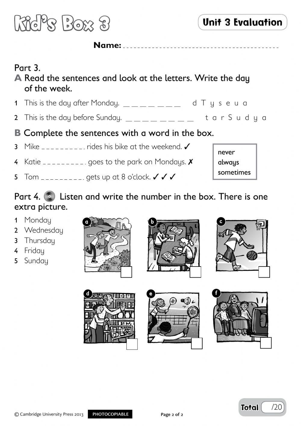 Kid's box 3 test unit 3