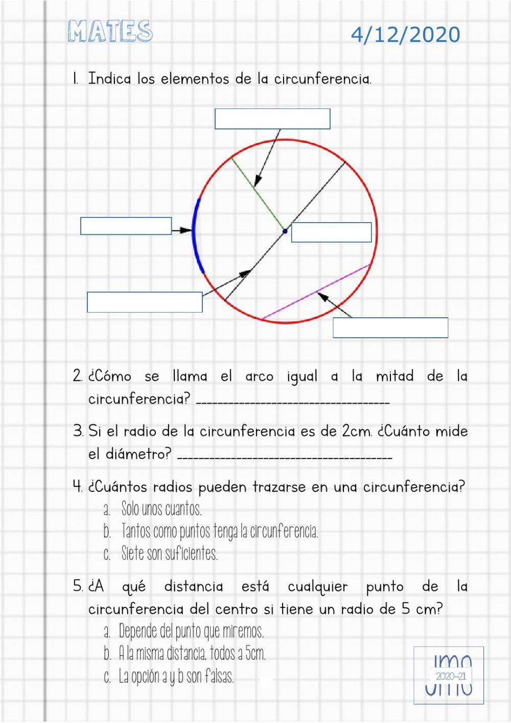 Elementos de una circunferencia