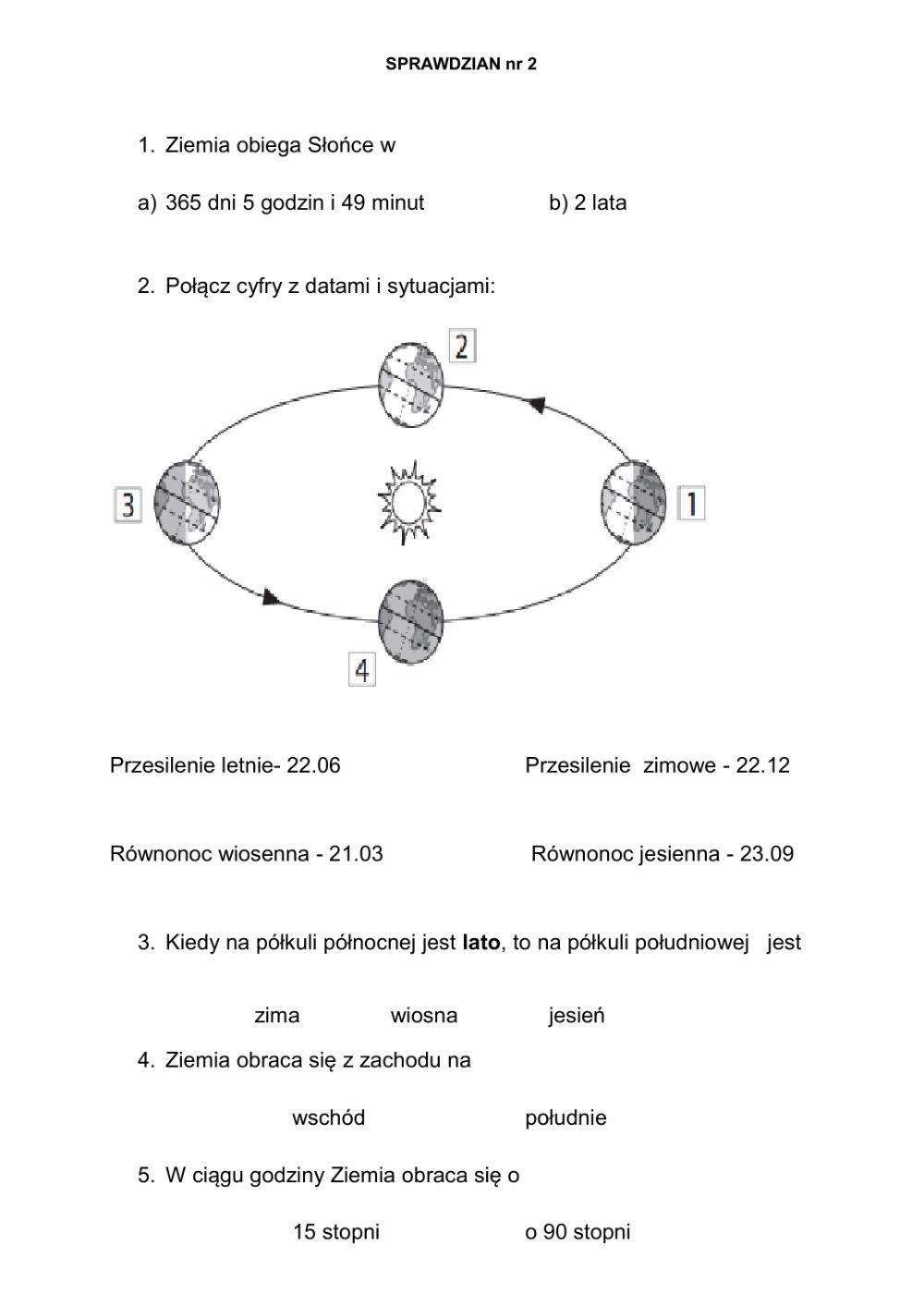 Ruch Obrotowy Ziemi I Jego Następstwa 4535573 | Sprawdzian Karol Ruch Obrotowy i obiegowy Ziemi