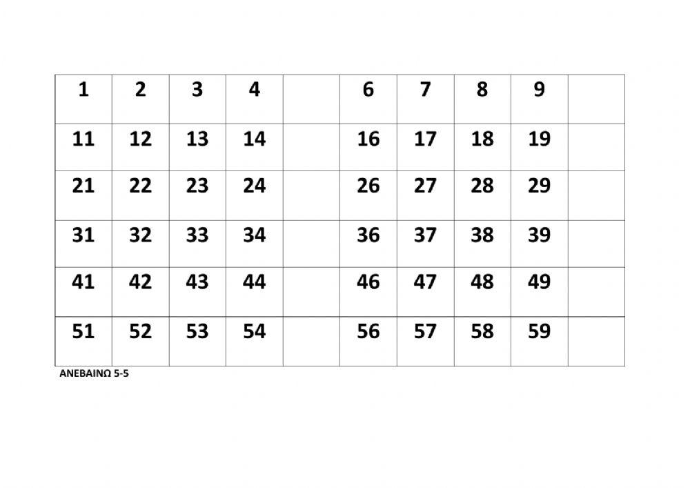 Αριθμηση 2-2, 5-5, 10-10