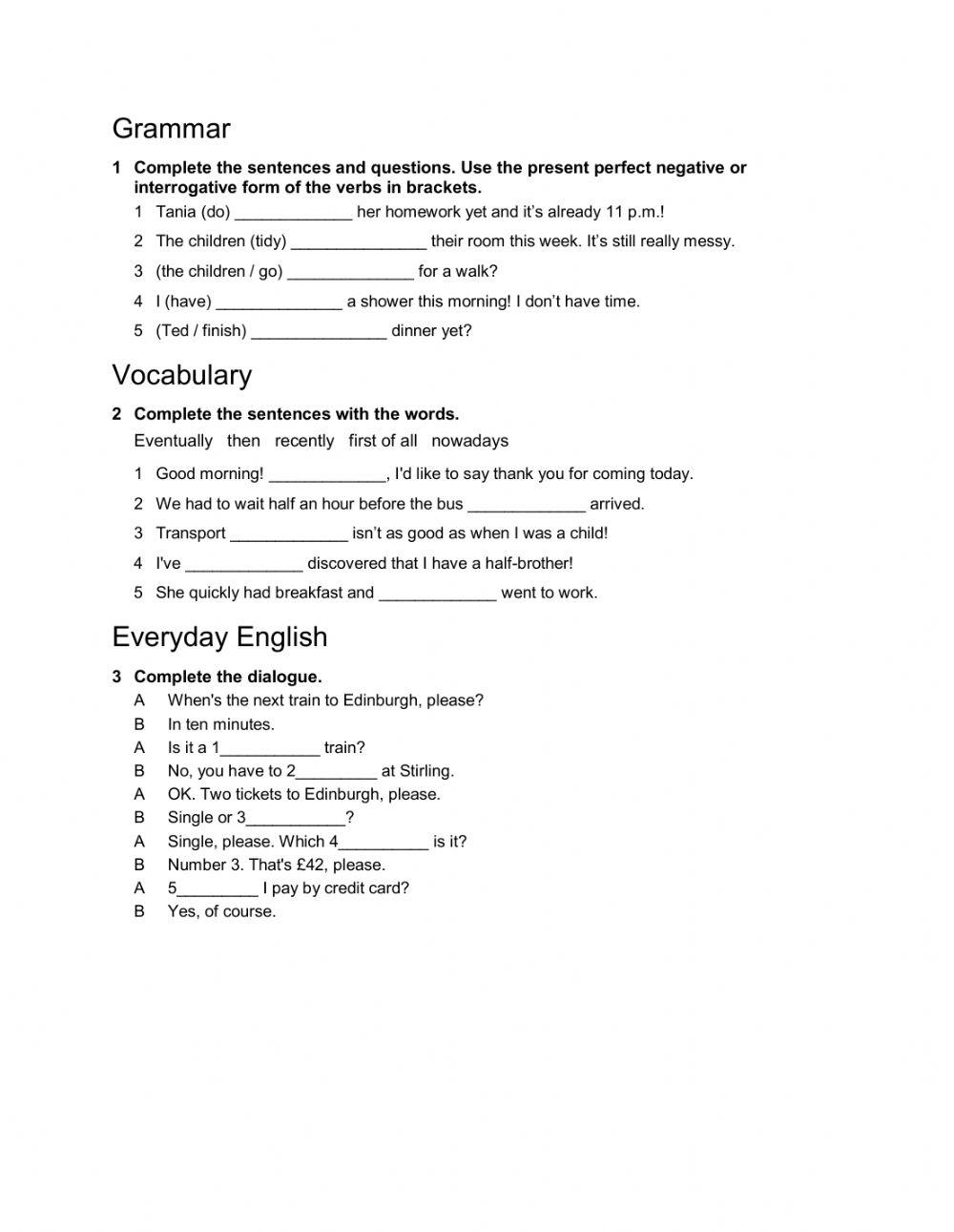 Present perfect and transportation