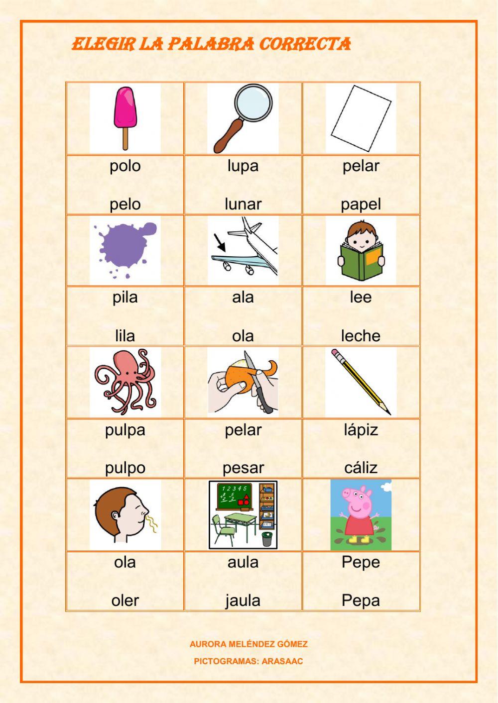 Elige la palabra correcta
