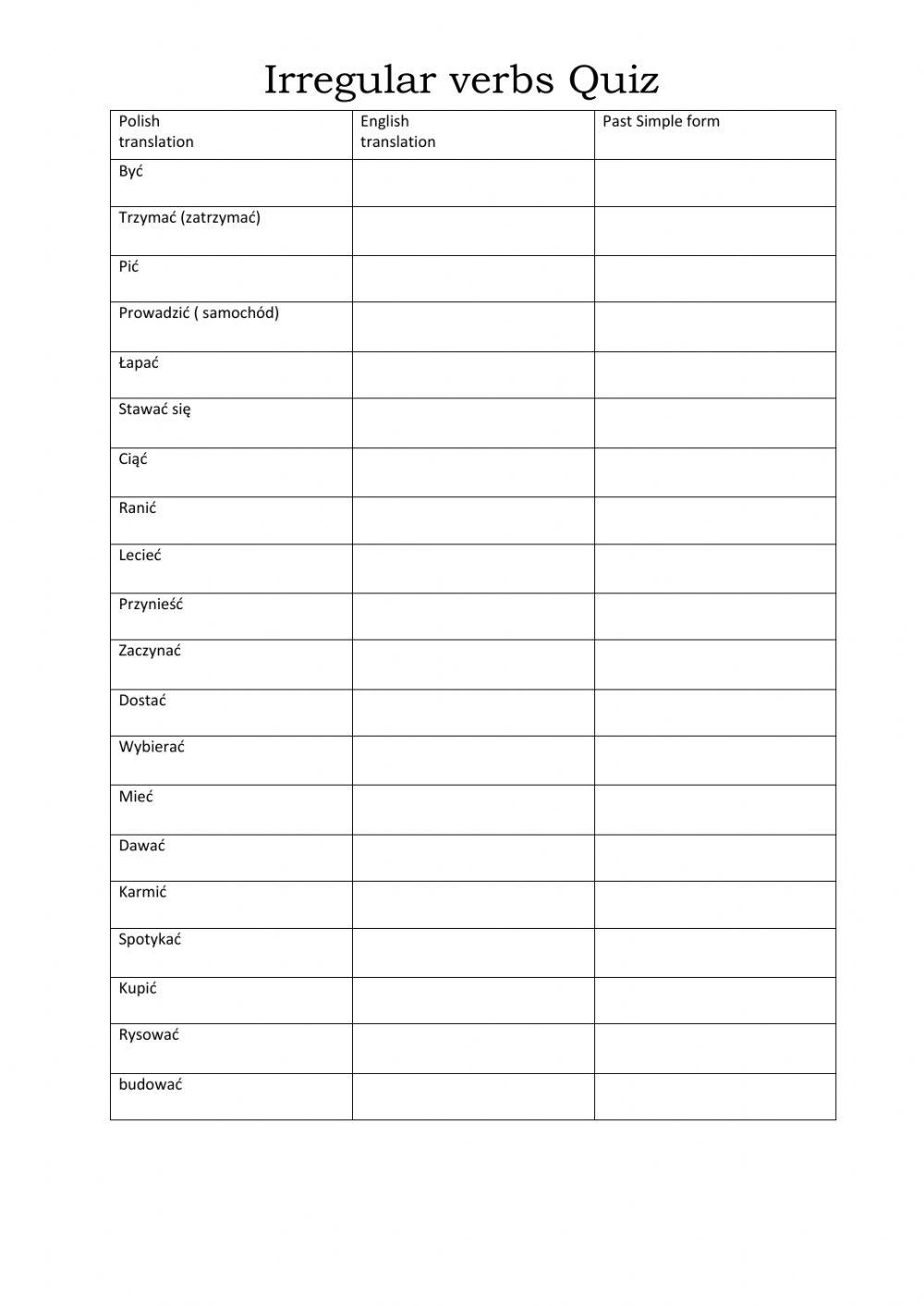 Irregular verbs past simple
