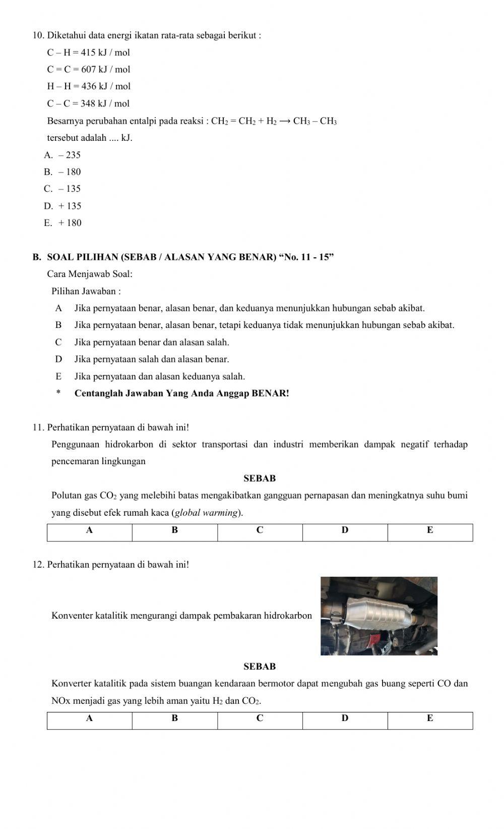 Soal pas kimia kelas xi ipa