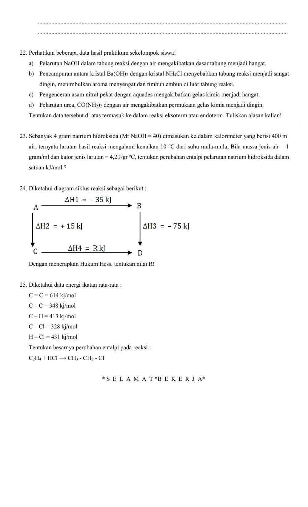 Soal pas kimia kelas xi ipa