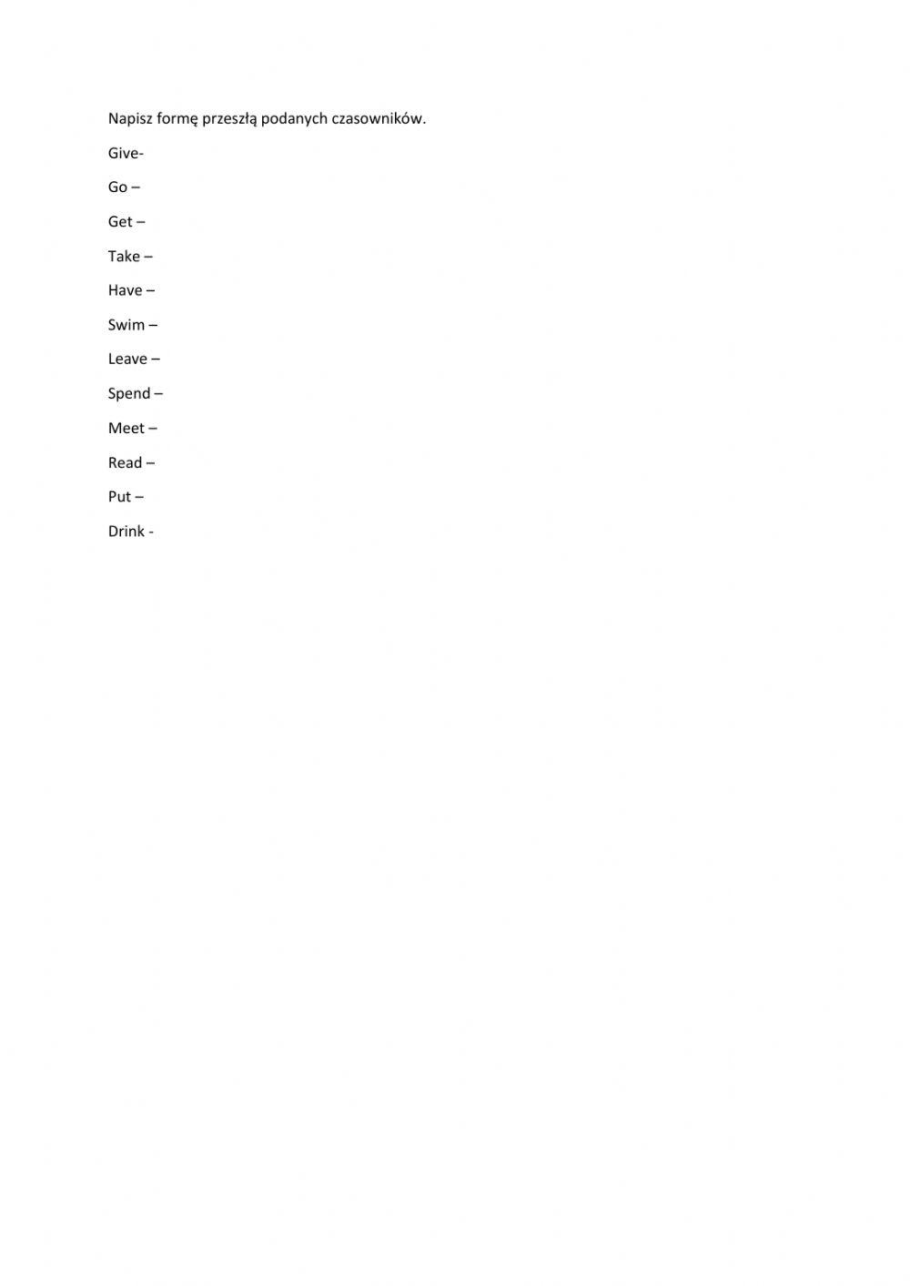 Czasowniki nieregularne