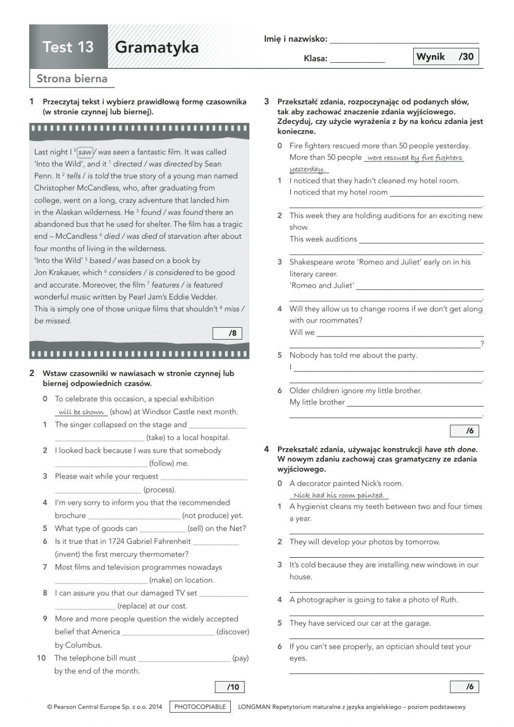 Strona Bierna Angielski ćwiczenia Online strona bierna online exercise for | Live Worksheets