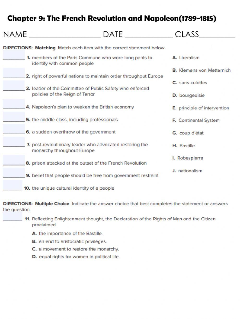 Chapter 9: The French Revolution and Napoleon (1789-1815)